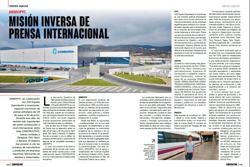 La asociación y varios de sus asociados, protagonistas en la revista peruana Constructivo