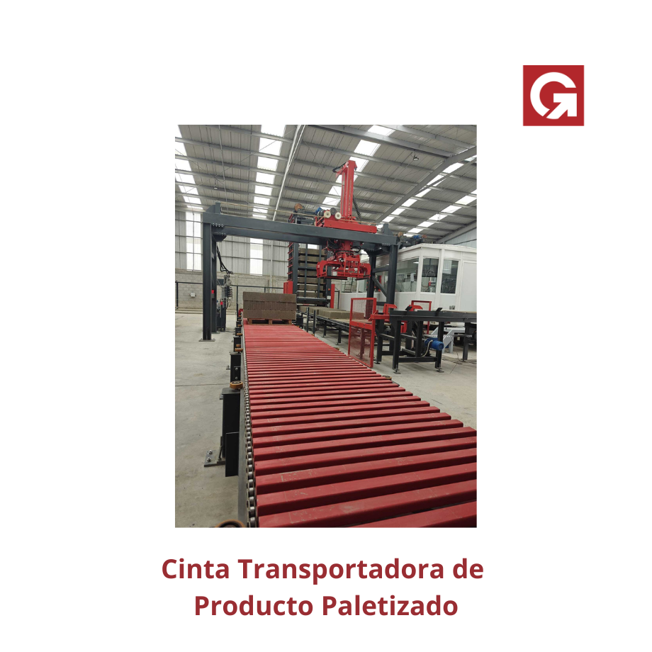 Cinta transportadora de producto paletizado
